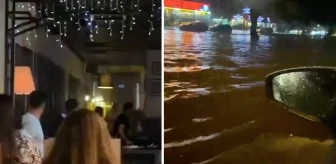 Yağmur ve fırtına Antalya'yı esir aldı! Restoranın camları bir anda patladı, yollar göle döndü
