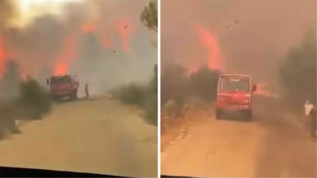 Antalya'daki orman yangınında korku dolu anlar! İtfaiye ekipleri alevlerin arasında kalmaktan son anda kurtuldu