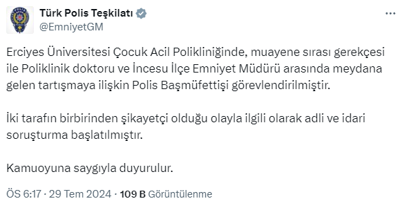 Emniyet müdürü ile doktor arasındaki tartışma hastaneyi karıştırdı! Soruşturma başlatıldı