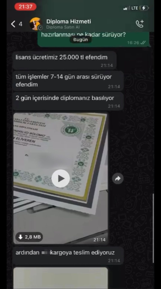 Fake diploma sales on social media! They demand 25,000 TL for a bachelor's degree, and claim that it is registered in the e-Government system, which is a complete scandal