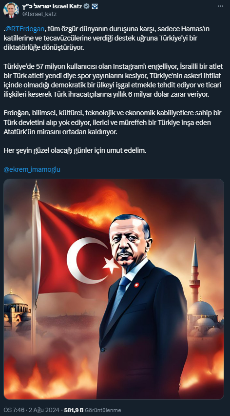 Reactions from politicians to the genocidal Israeli minister targeting President Erdoğan