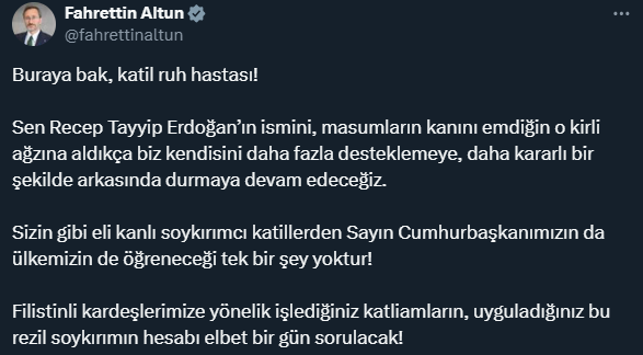 Reactions from politicians to the genocidal Israeli minister targeting President Erdoğan