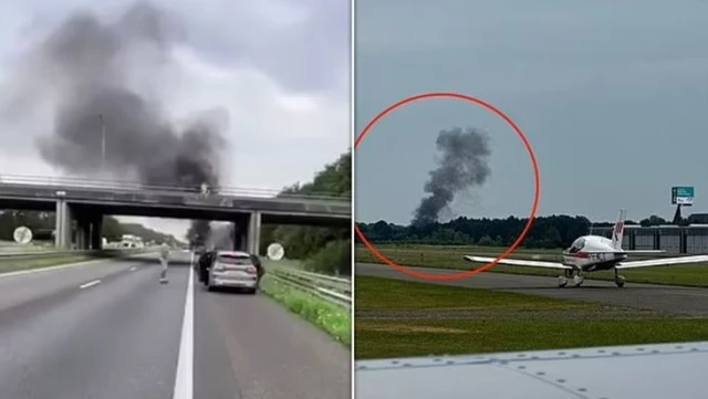 An educational plane crashed on the highway in the Netherlands: The pilot, who was in the plane that turned into a ball of fire, lost his life.