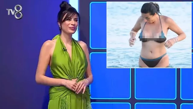 The Wheel of Fortune hostess Duygu Çakmak had a difficult moment! She panicked when her dress opened up.