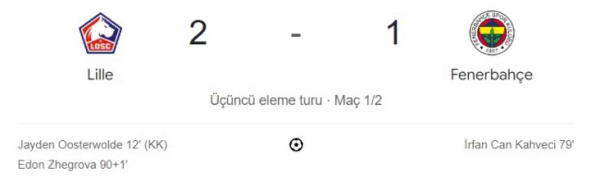 Lille Fenerbahçe maçı kaç kaç, bitti mi? MAÇ SKORU! Lille Fenerbahçe maçı kaç kaç, canlı maç skoru!