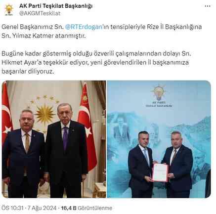 AK Parti'de 4 ile yeni başkan