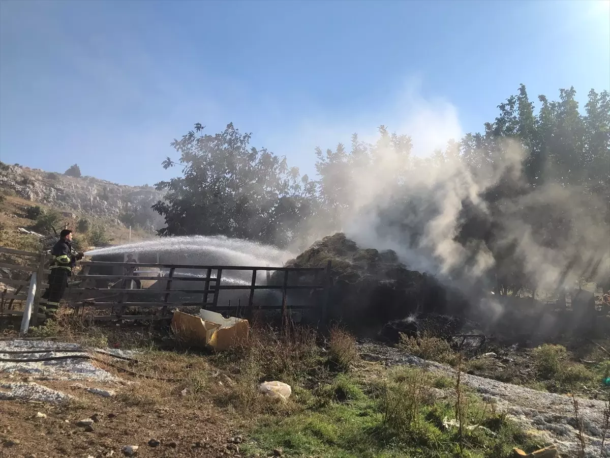 Bilecik'te çıkan yangında 350 saman balyası kullanılamaz hale geldi