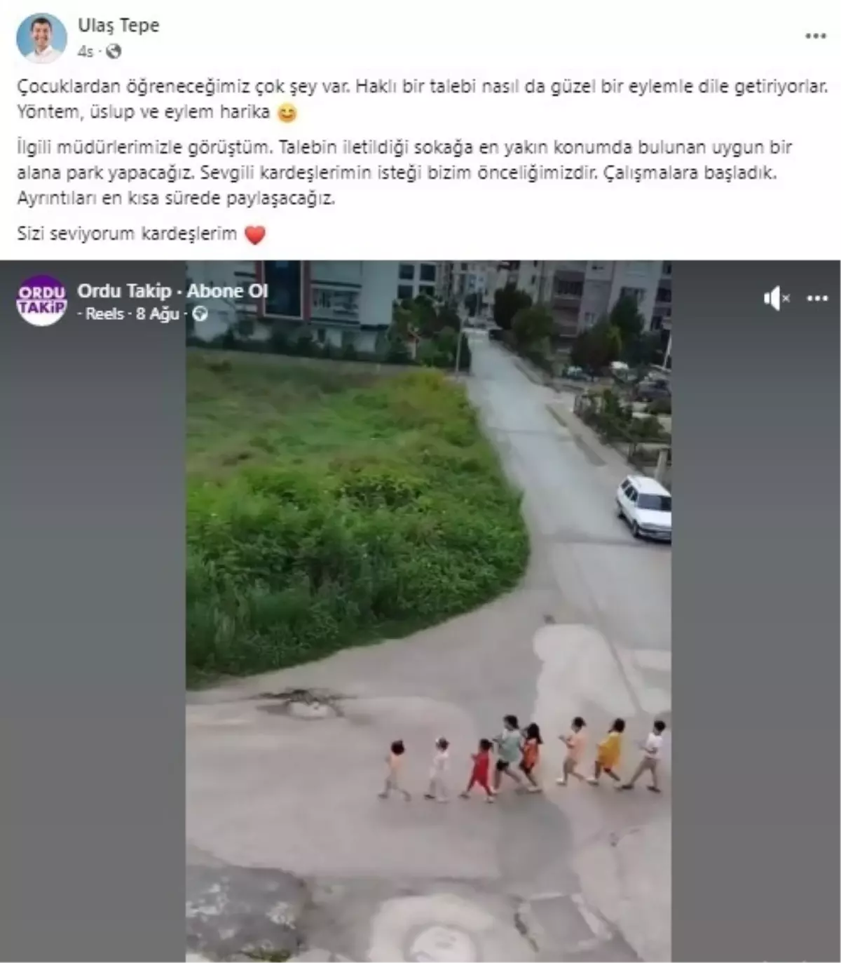 Ordu'da çocuklar park istedi, belediye park yapacak