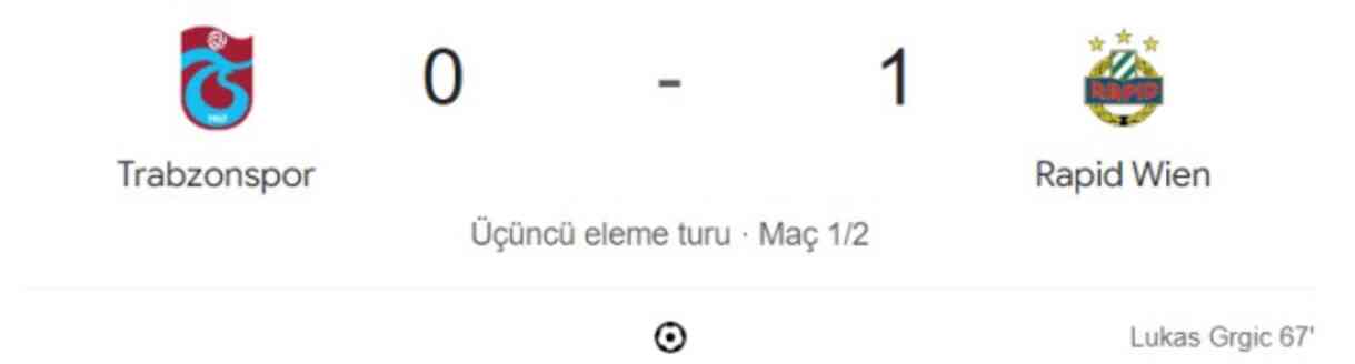 Trabzonspor Rapid Wien maçı kaç kaç, bitti mi? MAÇ SKORU! Trabzonspor Rapid Wien maçı kaç kaç, canlı maç skoru!