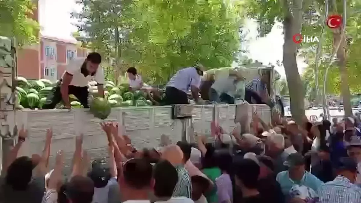Verim yüksek çıkınca 17 ton karpuzu ücretsiz dağıttı