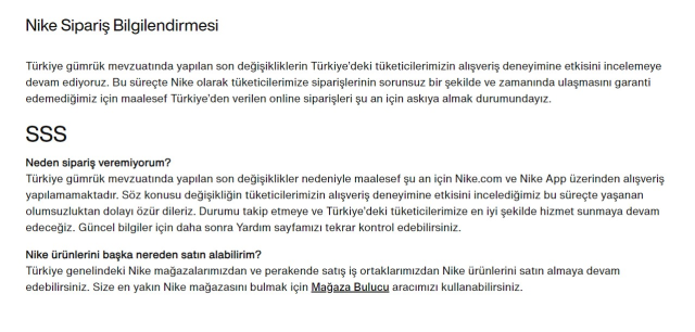 Nike online satış kapandı mı, sipariş neden verilmiyor? Nike tarafından açıklama geldi