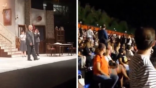 Attack on Şener Şen's theater play! A glass bottle was thrown, and the play was interrupted.