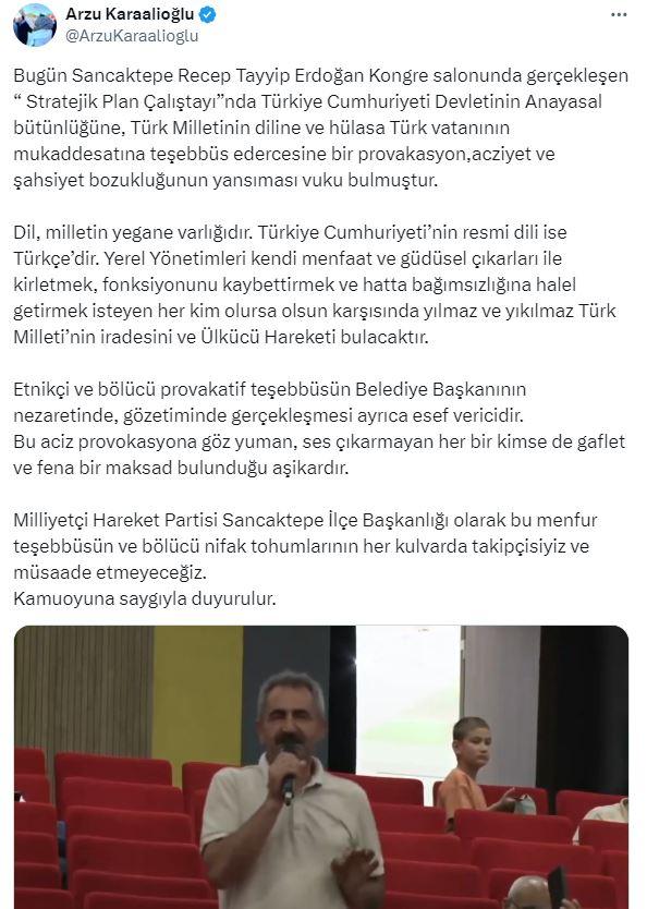 Sancaktepe Belediyesi'nin çalıştayında bir vatandaşın Kürtçe konuşması MHP'li ilçe başkanını küplere bindirdi