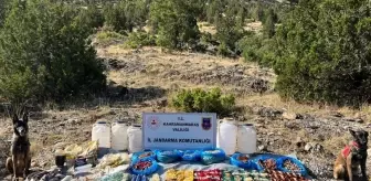 Kahramanmaraş'ta terör örgütüne ait depoda yaşam malzemeleri imha edildi