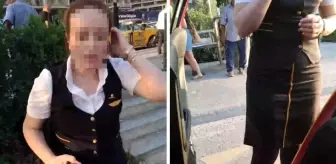 Taksi şoförü ile hostes birbirine girdi! İkili arasındaki kavga anbean kamerada