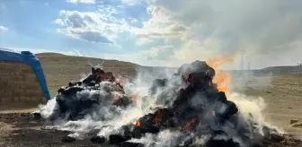 Erzurum'un Tekman ilçesinde ot balyalarında çıkan yangın kontrol altına alındı