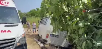 Kontrolden çıkan minibüs tarlaya uçtu: 2 yaralı