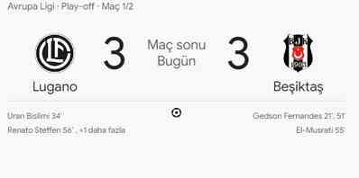Lugano Beşiktaş maçı kaç kaç, bitti mi? MAÇ SKORU! Play Off BJK Lugano maçı kaç kaç, canlı maç skoru!
