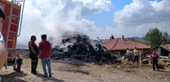 Çerkeş'te saman balyalarının bulunduğu yerde çıkan yangın kontrol altına alındı