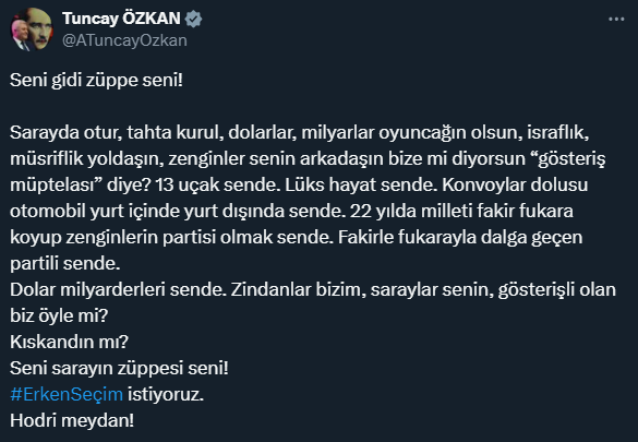 Tuncay Özkan'ın o paylaşımı...