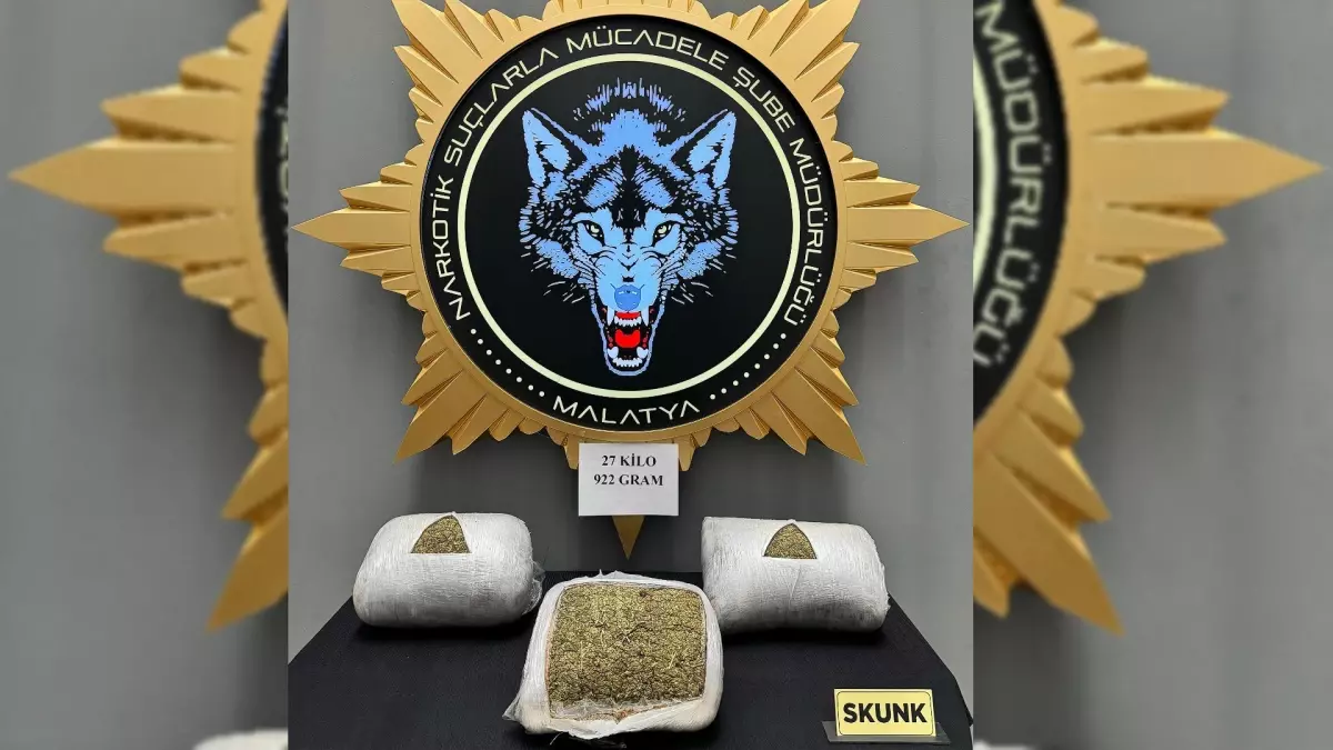 Malatya'da Otobüste 27 Kilo Skunk Ele Geçirildi