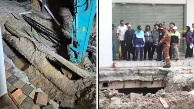 The search for the woman who fell into an 8-meter hole continues as the Indian tourist was walking in Malaysia when the sidewalk collapsed!