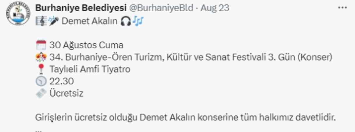 Balıkesir Bandırma 30 Ağustos konserleri ne zaman saat kaçta? 'Ücretsiz' Demet Akalın, Merve Özbey, Feridun Düzağaç konseri ne zaman?