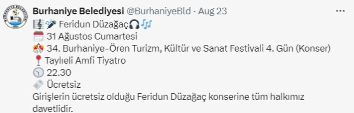 Balıkesir Bandırma 30 Ağustos konserleri ne zaman saat kaçta? 'Ücretsiz' Demet Akalın, Merve Özbey, Feridun Düzağaç konseri ne zaman?