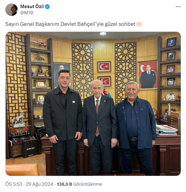 Bu fotoğrafı görenlerin aklında tek bir soru var! Mesut Özil'den MHP lideri Devlet Bahçeli'ye sürpriz ziyaret