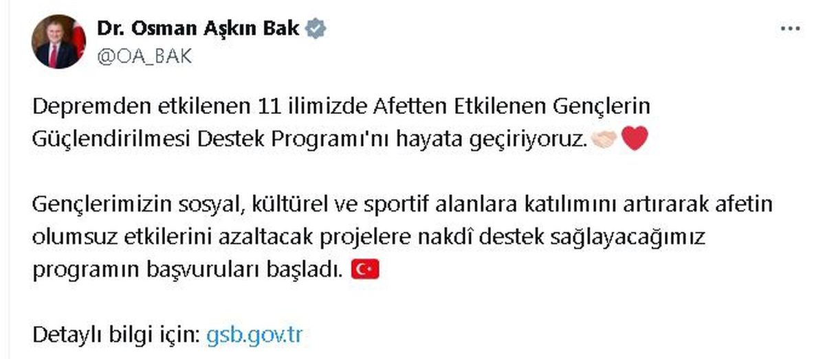 Depremden etkilenen gençlere destek programı başladı