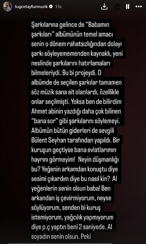 Response from Tuğçe Tayfur, daughter of Ferdi Tayfur, to his request 'Not to use my last name': God exists, no worries