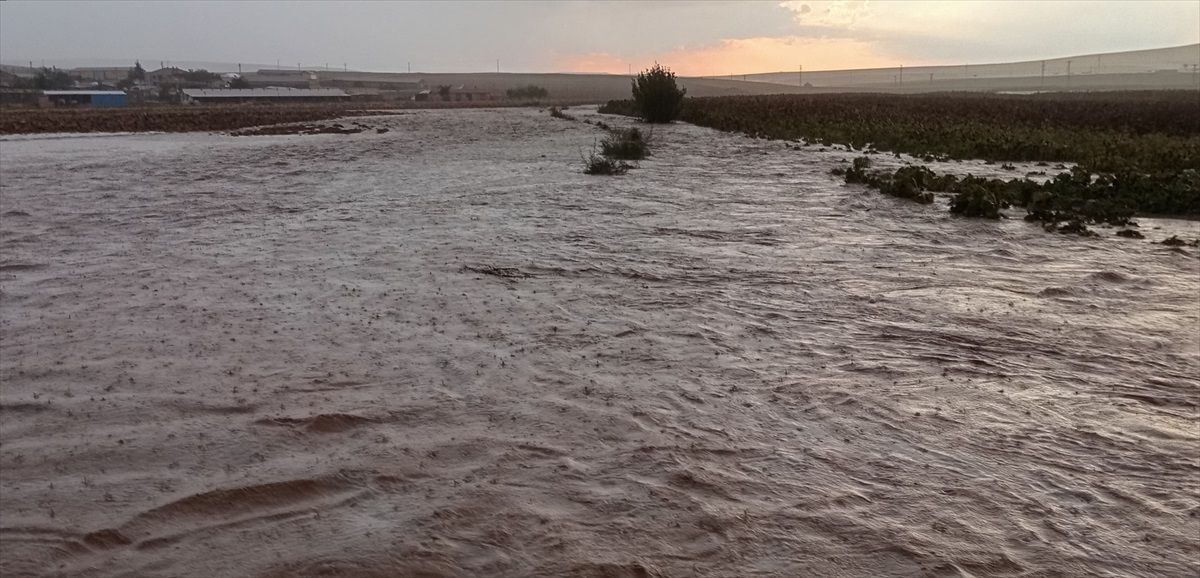 Konya Yunak'ta Şiddetli Yağmur Tarım Arazi ve Yolları Su Bastı