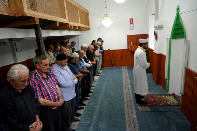 The construction of the mosque is unfinished, the congregation performs prayers in the historic church