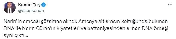 Soruşturmanın seyrini değiştirecek iddia! Amcanın aracındaki delil, Narin'le eşleşti