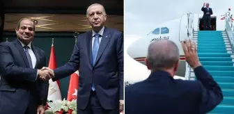 Cumhurbaşkanı Erdoğan, Sisi'yi 'Rabia' işaretiyle uğurladı