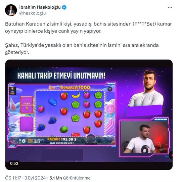 Former football player Batuhan Karadeniz played gambling live! He insulted the critics