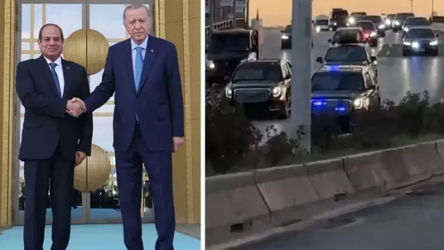 You need to see the convoy! Just like Sisi's arrival in Turkey, his departure also became an event.