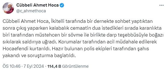 Cübbeli Ahmet Hoca was attacked