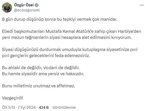 'Kılıçlı yemin' tartışması büyüyor! Özel'den Cumhurbaşkanı Erdoğan'a: Bunu milletimiz affetmez, vazgeçin