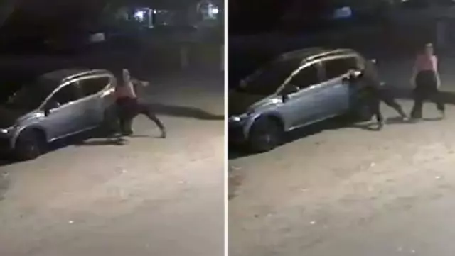 The young man, who was angry with his girlfriend, took out his anger on a brand new car.