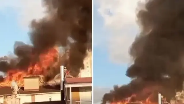 There was a fire at a furniture store in Ataşehir.