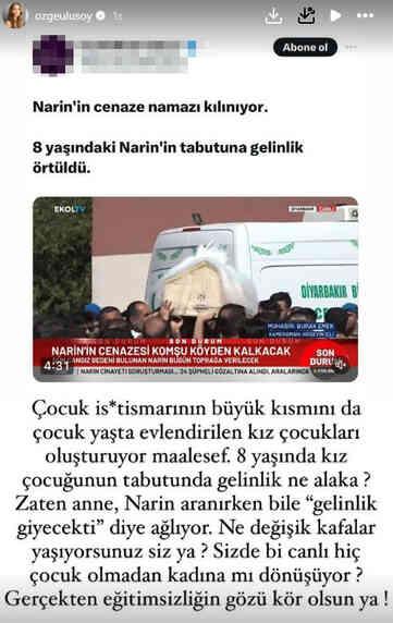 Ünlü isimlerden, Narin'in tabutuna gelinlik örtülmesine tepki: Gelinlik değil önlük konulmalı