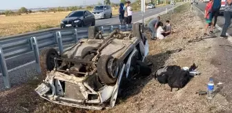 Konya'da otomobil devrildi, 5 kişi yaralandı