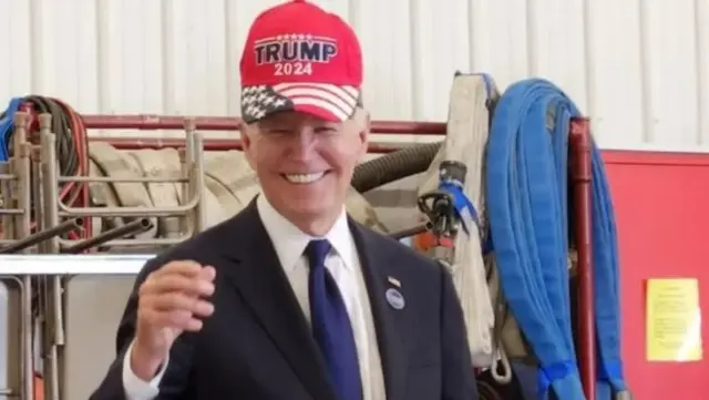 US President Joe Biden wore a Trump 2024 hat at the September 11 event.