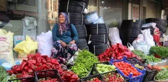 Çanakkale'nin Bayramiç ilçesinde organik meyve ve sebzeler pazarda satılıyor