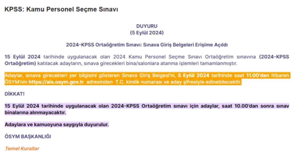 KPSS NE ZAMAN? 2024 Kamu Personel Seçme Sınavı (2024-KPSS Ortaöğretim) hangi gün, saat kaçta? KPSS NE ZAMAN? 2024 Kamu Personel Seçme Sınavı (2024-KPSS Ortaöğretim) hangi gün, saat kaçta?