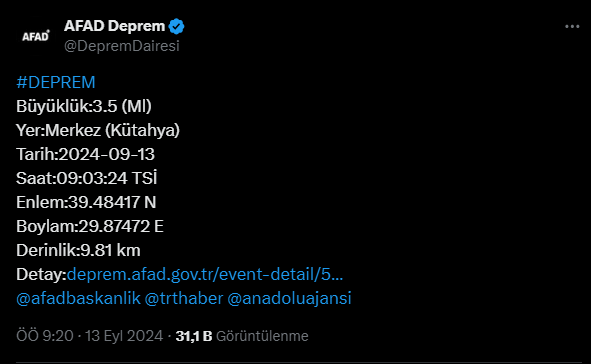 SON DAKİKA DEPREM: Deprem nerede oldu? Deprem ne zaman oldu?