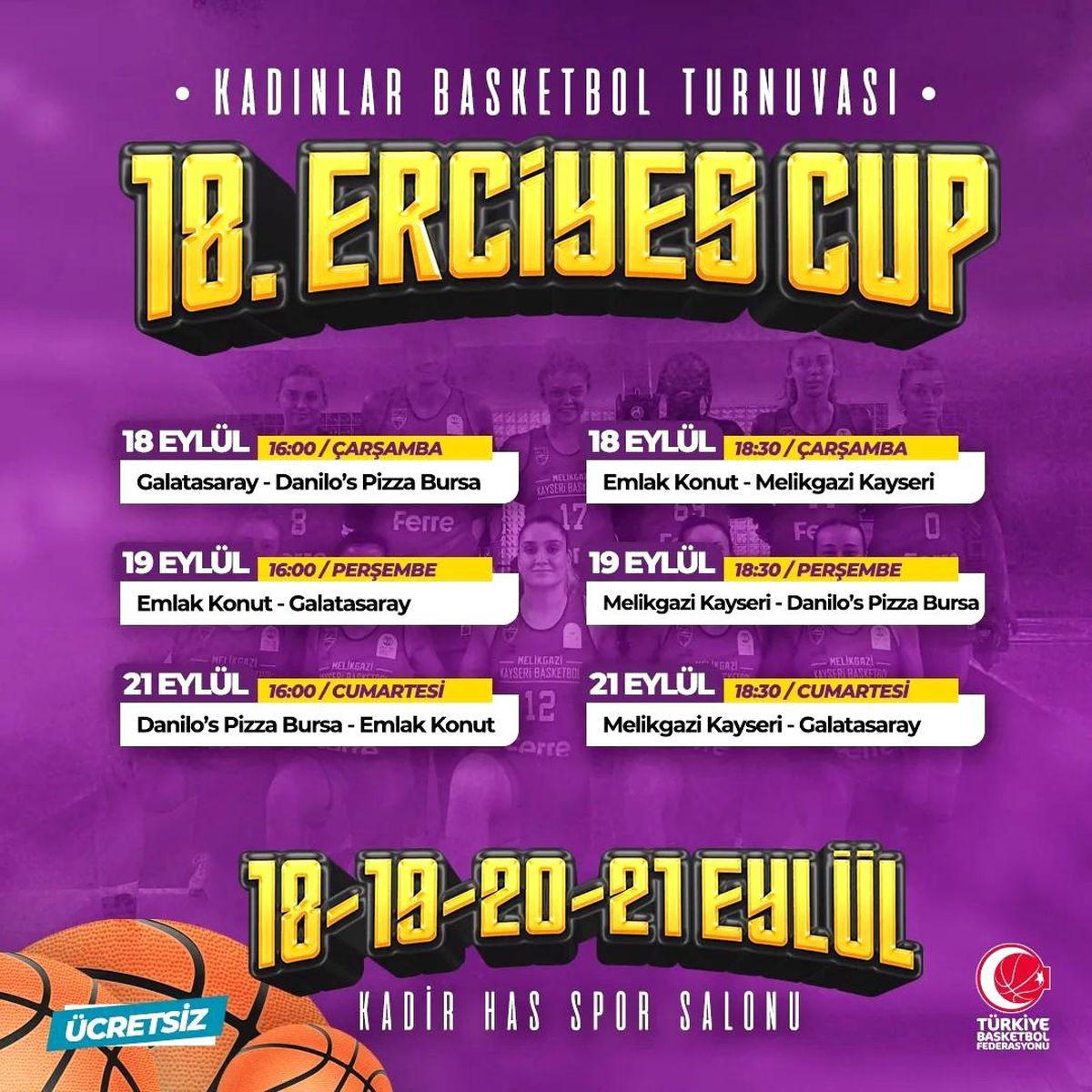 18. Erciyes Cup Basketbol Turnuvası Başlıyor
