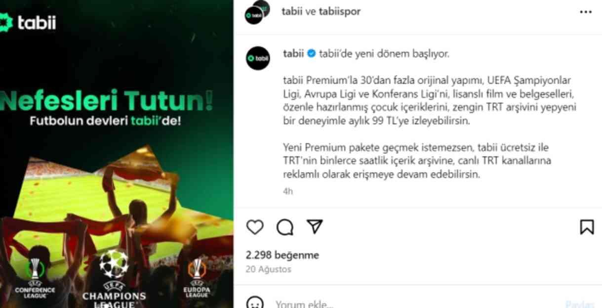 Tabii Spor ücretli mi 2024? tabii Premium, TRT Tabii Spor uygulaması ücretsiz mi, kaç TL?