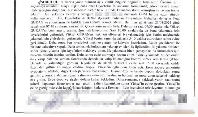 Yenge Hediye Güran'ın ifadesi ortaya çıktı: Narin kaybolduktan birkaç gün sonra telefonumu değiştirdim